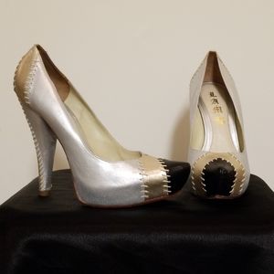 "L.A.M.B" Silver multi-color heel
